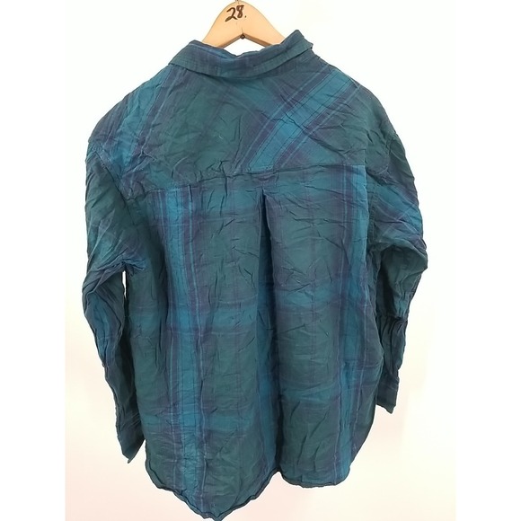 Time & Tru Womens Long Sleeve Plaid Button Up Flannel Large Shirt - Picture 6 of 6